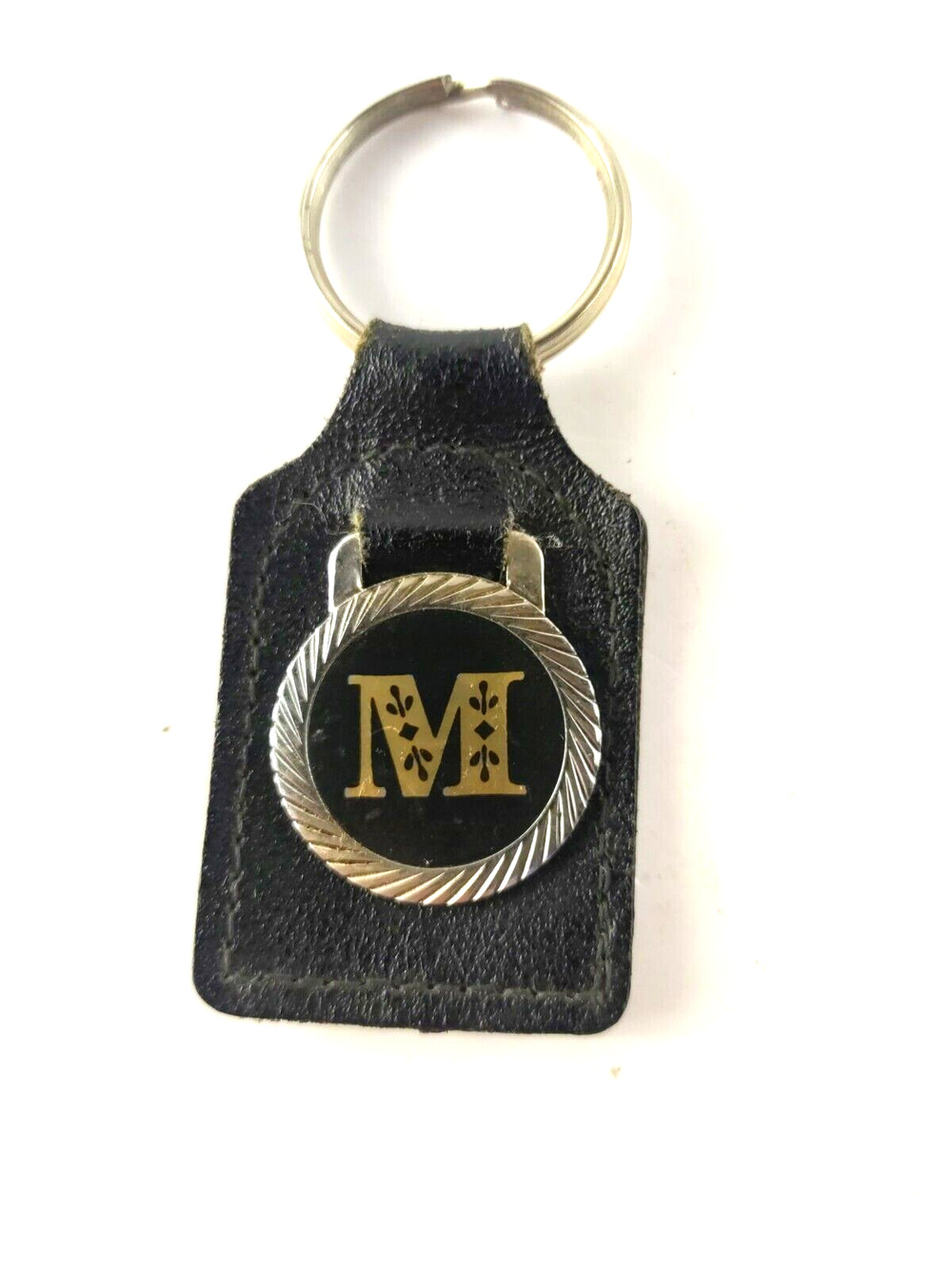 M Initial Key Chain Faux Leather Coin Purse